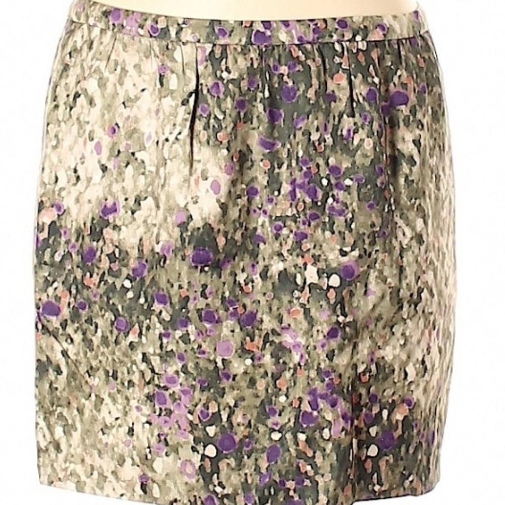J Crew Collection Puple Green silk blend skirt